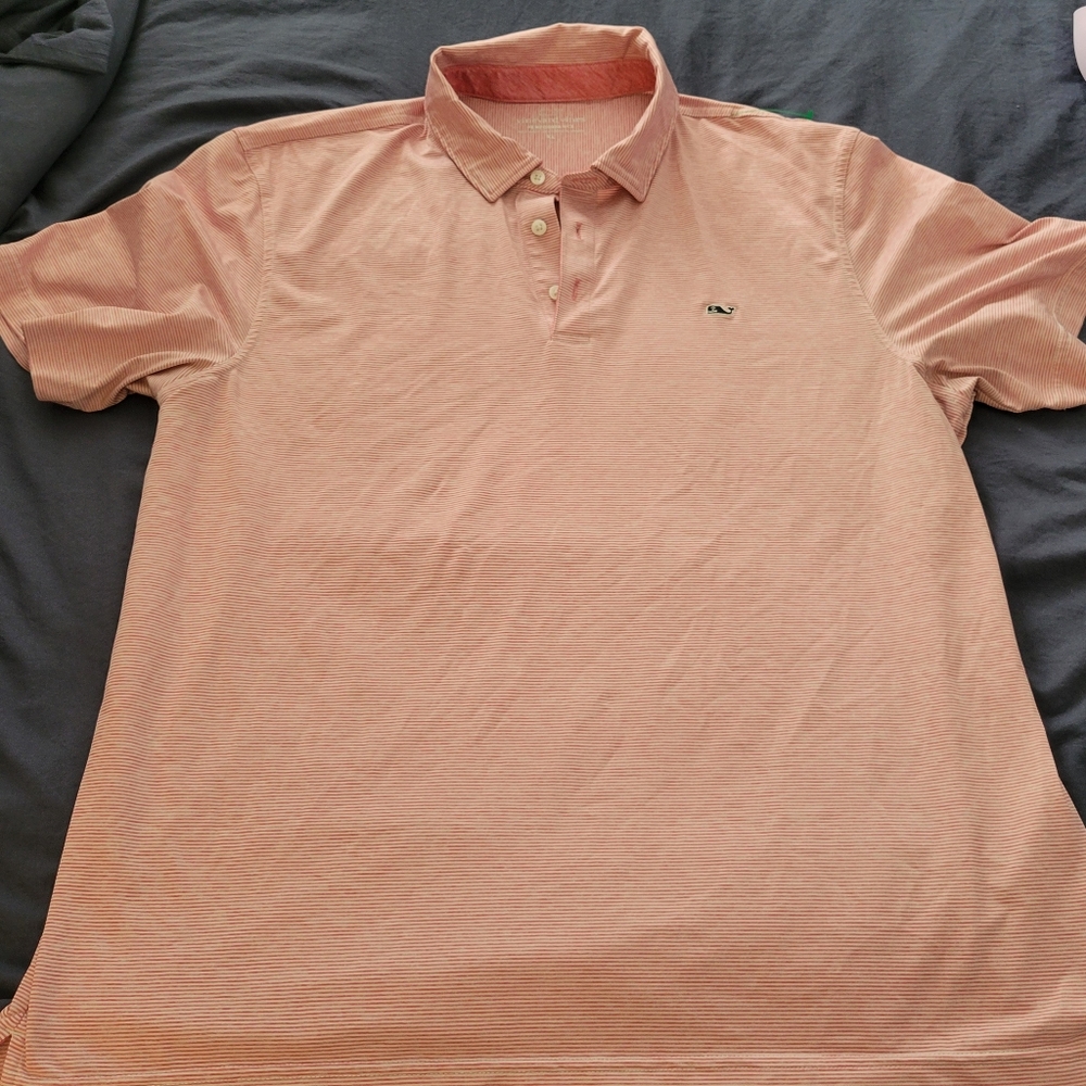 Vineyard Vines Mens XL Pink Stripe Golf Polo
